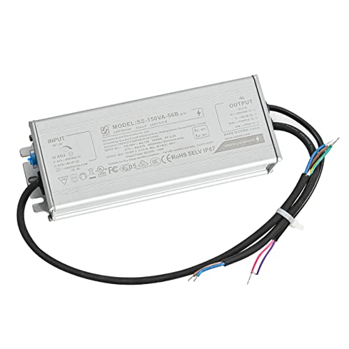 LED Driver 150 Watts Waterproof IP67 Power Supply Transformer Adapter SS-150VA-56B 100V-277V AC to 22-56V DC High Voltage Output for LED Canopy Light,Outdoor Light and Any 22-56V DC led Lights