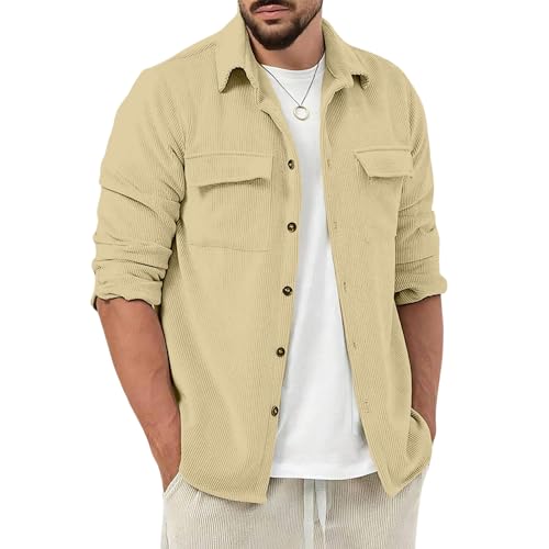 Image of MiraMichi Corduroy Men's Full Sleeve Casual Striped Shirt - Comfort Fit, Ideal Stylish and Versatile Clothing