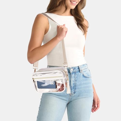 Image of Clear Crossbody Bag Stadium Approved Clear Purse - Transparent Messenger Bag with Front Pocket