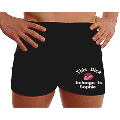 Valentines Boxers Personalised Boxer Shorts Day Funny Gifts Your Messages Lips and Tongue - Leg (XXL) Black Cover