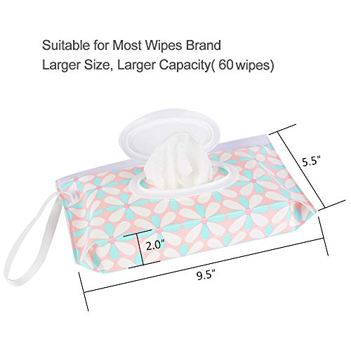 Venhoo Wet Wipe Pouch 4-Pack Reusable Refillable Clutch Baby Wipes Dispenser Holder Case-Keep Wet Wipes Moist- Eco Friendly Wipes Carrying Case for Travel-Pouch Carries 60 Wipes-Upgrade Version