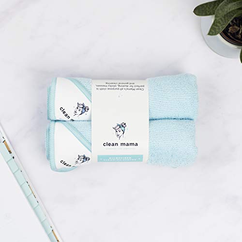 Clean Mama Microfiber All Purpose Use Cleaning Cloths 16 X 19 Inches, Set Of 2. Large And Absorbent, Lint Free And Streak Free Towels. #TOP3
