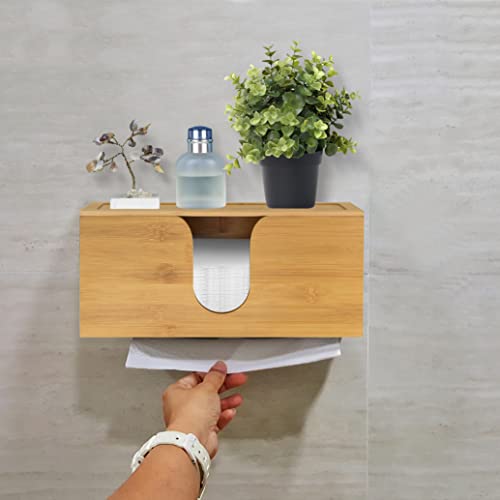 Solid Wood Paper Towel Dispenser Wall Mounted, Folded Paper Towel Holder with Lid, Commercial C-Fold, Z-Fold, Trifold Hand Paper Towel Holder Dispenser for Bathroom Kitchen Office