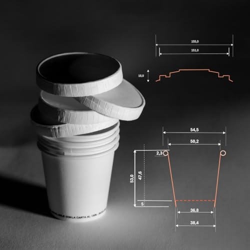 Generico KIT 500 Bicchieri Carta caffè 75ml + 500 Coperchi Carta - Bicchieri Caffe con Coperchio - per il Prendere il Caffè, il Tè, le Bevande Calde e Fredde