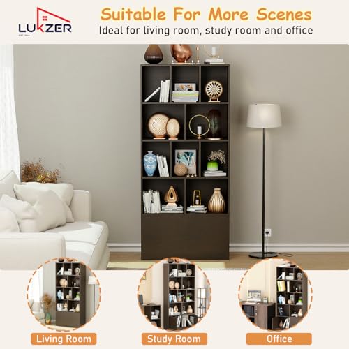 Image of Lukzer Bookshelf & Storage Organizer with Push Latch Doors Cabinet | Modern Engineered Wood Multipurpose Bookcase Display Rack for Home & Office | DIY Assembly (MR-033 /Wenge /157x80x30 cm)