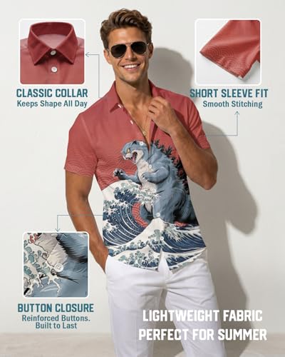 Image of 99TIMORO Fathers Movie Hawaiian Shirt for Men, Characters Button Down Short Sleeve Top, Summer Beach Gifts
