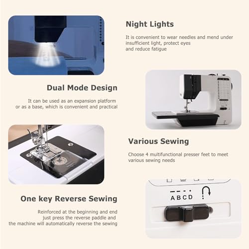 Maxmarrt Mini Sewing Machine with Extension Table and Sewing Supplies Set Small Electric Overlock Sewing Machines with Dual Speed,up to 38 Built-in Stitch Patterns