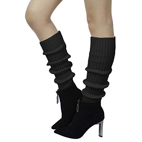 Suntrade 2 Pair Leg Warmers,Women Girls Boots Cuff Warmer Ribbed Stretch Knee Leg Socks (Black+Pink) #TOP5