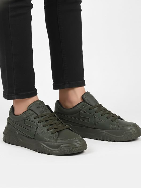 Image of FAUSTO Men's Low Top Chunky Lace-Up Sneaker Shoes|Low Ankle Casual Shoes|All Day Comfortable Sneakers