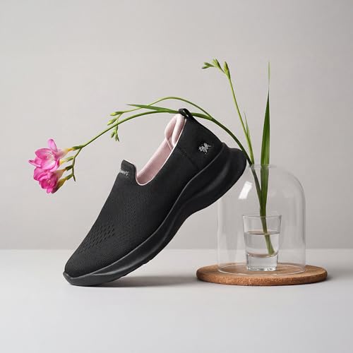 Image of Neeman's Knit Lite Slip Ons for Women | Lightweight Breathable Knit Slip-On Sneakers | Cushioned EVA Sole | Soft Stretch Upper | Comfortable Casual, Office & Walking Shoes