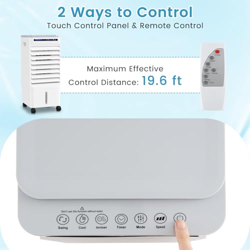 ARLIME 3 in 1 Evaporative Air Cooler, Windowless Swamp Cooler with 4 Modes, 3 Speeds, 7H Timer, Wide Oscillation, Remote, Double Tanks and 4 Ice Packs, Cooling Fan for Bedroom Livi image 4