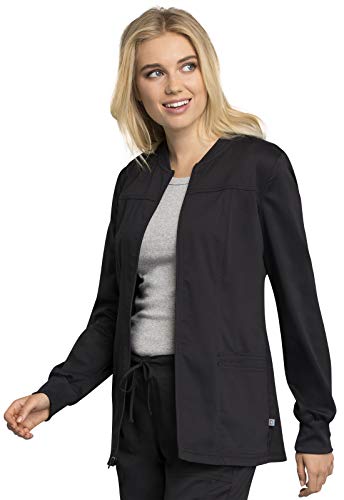 Cherokee Women Warm Up Scrubs Jacket Modern Classic Fit With Zip Front Ww305Ab, S, Black #TOP3