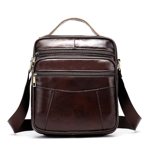 Bolso de hombro para hombre de cuero premium con acabado retro y formato vertical