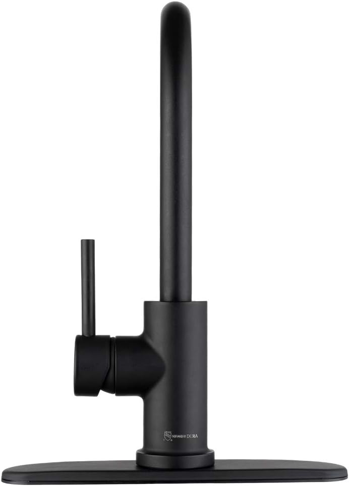 Amazon Crazy 🔥 Deals Dura Faucet RV Streamline 14.5-inch Single-Lever Kitchen Sink Faucet - Optional Deck Plate (Matte Black)