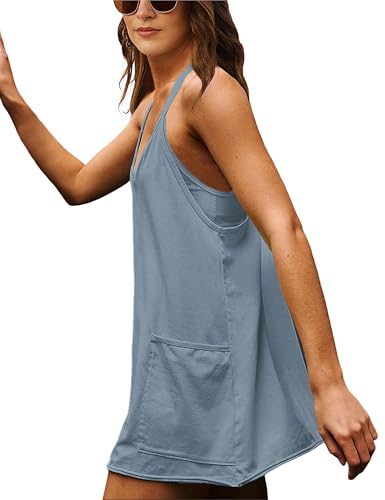 Image of Womens Sleeveless Athletic Hot Shot Mini Dress with Built-in Shorts