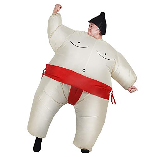 Inflatable Adult Sumo Wrestler Suits Wrestling Fancy Dress Halloween Costume One Size Fits Most (Red Adult)