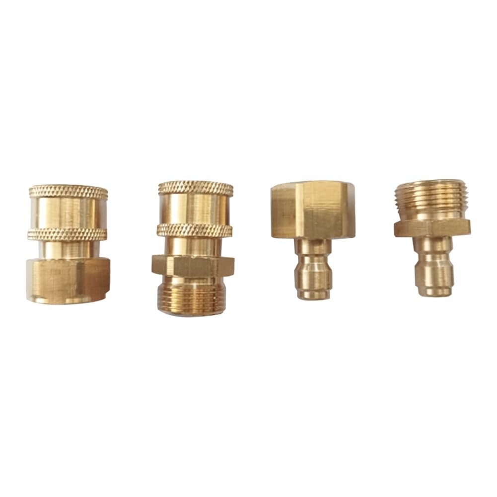 rirue 4Pcs M22-14mm to 1/4in Pressure Washer Adapter Set, Power Washer Fittings Adapter Pressure Washer Fast Connect Kit