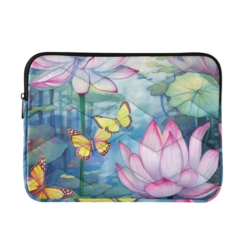 Funda para portátil Butterfly Lotus Flowers 13-14 pulgadas