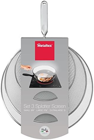 Metaltex USA Inc. 3-PC Set Metaltex USA Aluminum Mesh Splatter Screens, Pack of 3, 17 x 13.5 x 1.75, Silver
