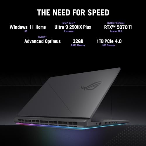 Image of ASUS ROG Strix G18 Gaming Laptop, 18 inch ROG Nebula Display 16:10 2.5K 300Hz /3ms, NVIDIA GeForce RTX 5070 Ti, Intel Core Ultra 9 290HX Plus, 32GB DDR5, 1TB PCIe Gen4 SSD, Wi-Fi 7, Win11 Home, G815LR-DB96