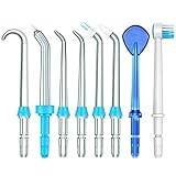 8 punte di ricambio per flosser Waterpik Water Flosser, testine di ricarica Flosser, testine di ricambio per Waterpik, compatibili con irrigatore orale Waterpik e filo interdentale