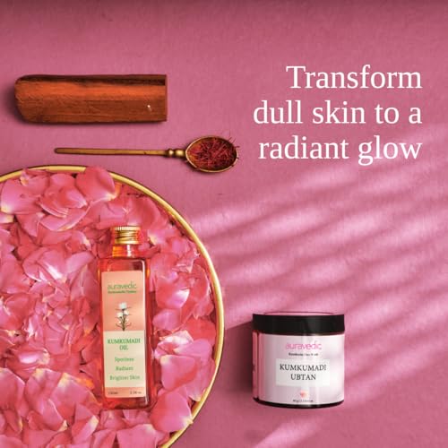 Image of Auravedic Kumkumadi face oil Kumkumadi Tailam for glowing & Kumkumadi oil Ubtan Face pack powder organic kumkum powder Ubtan face wash Combo- 100 ml & 60 gm