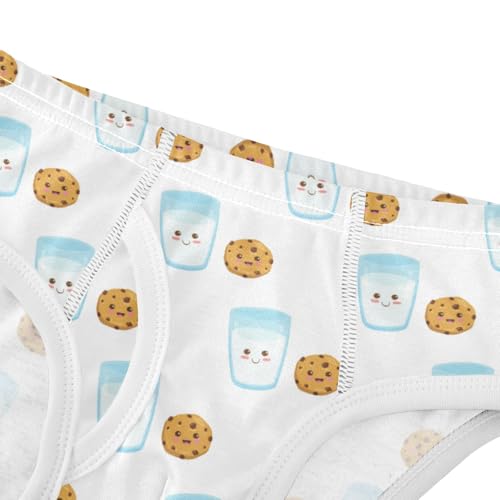 Boys' Exclusive Briefs Toddler Underwear 95% Combed Cotton Boxerbriefs 2T Cookie and Milk Pattern 614