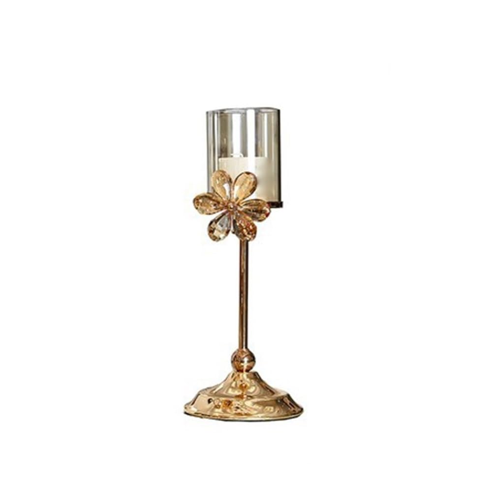 Vintage candle holder Candle Holders Wedding Centerpieces Metal Crystal Candlestick Stand For Table Party Church Decor(Small)