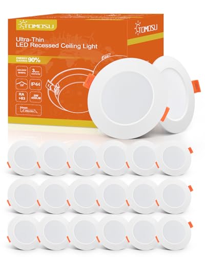 Tomosu Faretti LED da Incasso per Cartongesso, 5W 450LM Luci da Soffitto Interno, Luce Naturale 4000K, Faretto led incasso IP44, Ultrasottili 24mm, Diametro Foro Ø75-90mm, AC 220-240V, Set di 20
