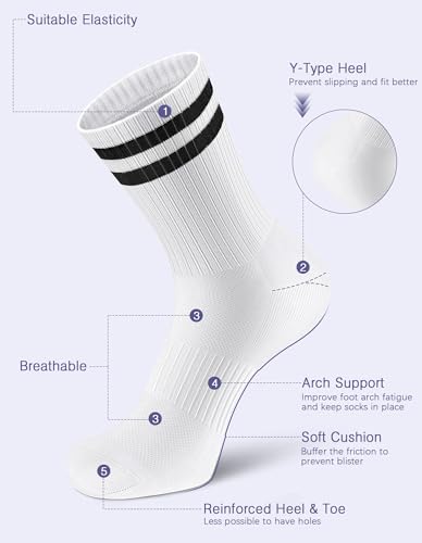Image of Airacker Athletic Socks Sport Running Calf Socks Performance Cushioned Breathable Crew Socks for Men Women(6 Pairs)
