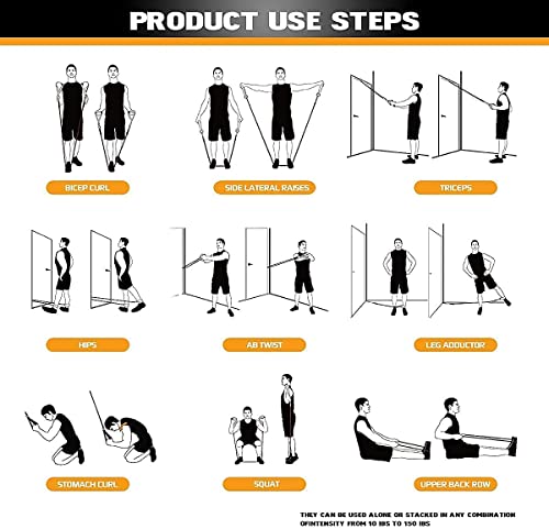 Image of Anva Resistance Exercise Bands with Door Anchor, Handles, Waterproof Carry Bag, Legs Ankle Straps for Resistance Training, Physical Therapy, Home Workouts, Resistance Band