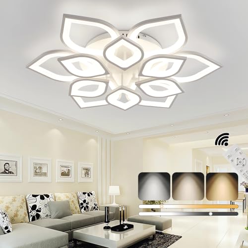 Grand luminaire salon plafonnier LED moderne blanc 80cm pour bureau et chambre