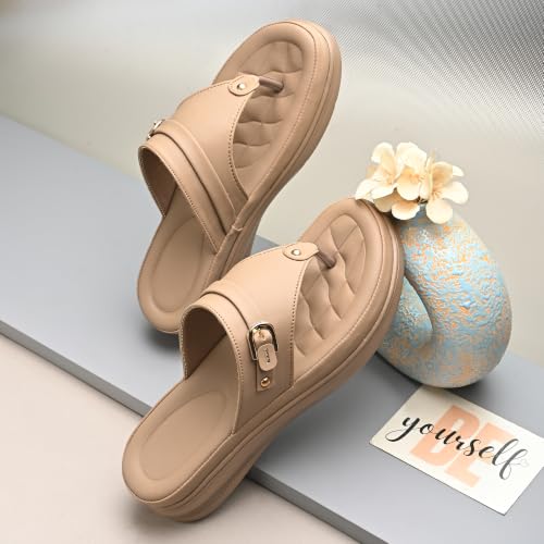Image of Moshun Women's Thong Sandals /Flip-Flops | Bounce Back Technology with Arch Support | Women Footwear for Office| Doctor Sandal | Orthopaedic Sandal for Office, Travel & Outdoor