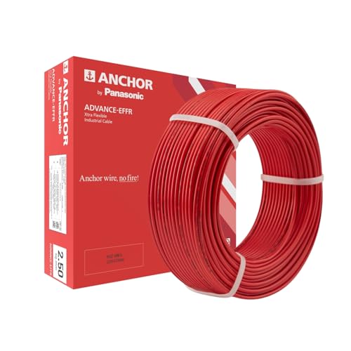 Image of Anchor By Panasonic 90 Meter Advance EFFR 1 sq mm Wire, Class 5 Flexible Copper Conductors, S Mark (STQC) & CE Certified Wire with Superior Flexibility for Industrial and Home Usage (Red)