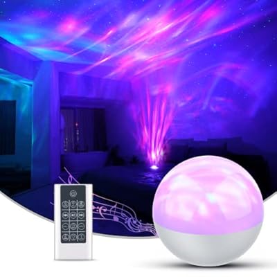 SUPFOO Galaxy Projector for Bedroom, Star Night Light with White Noise & Bluetooth Music, Aurora Remote Control & Timing, Party, Home (White)