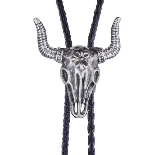 Image of GelConnie Native American Bolo Tie Rodeo Cowboy Leather Necktie Western Necklace Costume Accessories for Men,Women