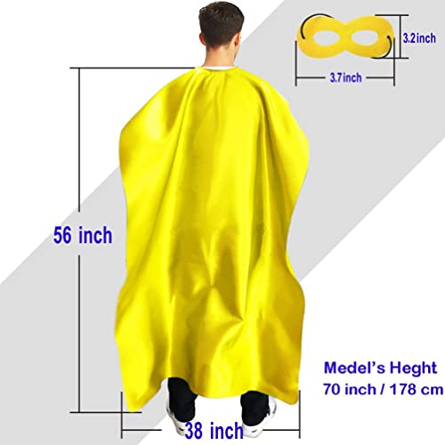 Adult Superhero Cape And Mask For Man And Woman - Dress Up Superhero Costume For Party Or Vacation Bibble School (Yelloｗ) #TOP2