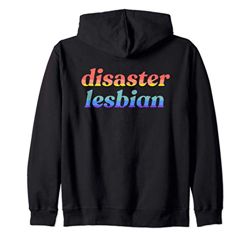 Disaster Lesbian Funny LGBTQ Gay Pride Flag Meme Sudadera con Capucha