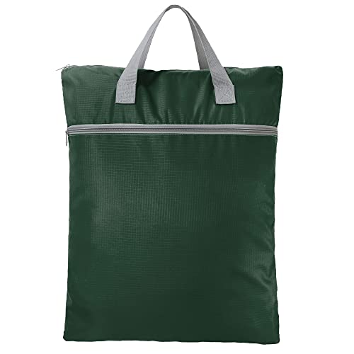 BeeGreen Dark Green Travel Laundry Bag with Srap & Zipper Pockets Hanging Laundry Hamper Heavy Duty Collapsible for Dirty Clothes College Dorm Gym Beach Pool Swimsuit