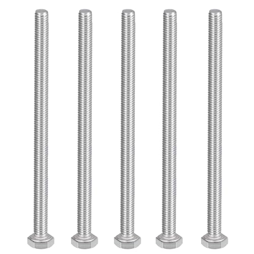 Image of MroMax 5Pcs M6-1 Hex Bolts, M6 x 100mm Hex Head Screws Bolts | 304 Stainless Steel 18-8, Fully Threaded, External Hex Drive, 4 In Long Bolts for Table, Shelf,Furniture Structure Fixing