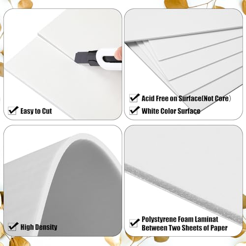 Image of Frienda 100 Pack Foam Board 11 X 14 Inch White for School Art Projects | Rigid Foam Core Double Sided Surface, Lightweight for School Projects Crafts Presentations Office Displays Wedding Artwork