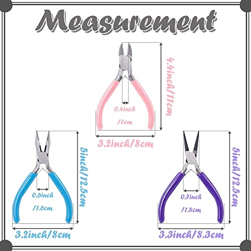 SONGIN 3 Pack Jewelry Pliers Set Tools Includes Needle Nose, Round Nose and Wire Cutters Chain Nose Pliers for Jewelry Making Repair, Wire Wrapping, Beading and Crafts