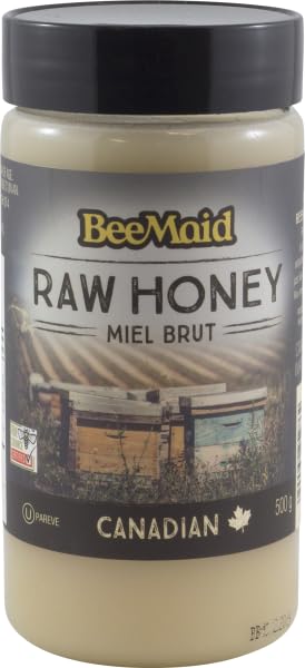 BeeMaid Raw Honey Canada #1 White, 500g/17.6oz, (Imported from Canada)