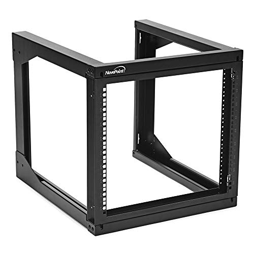 Image of NavePoint 9U Server Rack with Swing Gate - Wall Mount Rack for 19 Inch IT & AV Equipment - 24' Deep, Black