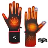 Savior Heated Glove Liners,Electric Heated Thin Gloves with Remaining Power Display,Rechargeable Hand Warmers,Suitable for Winter Driving,Ski,Running,Cycling, Hunting