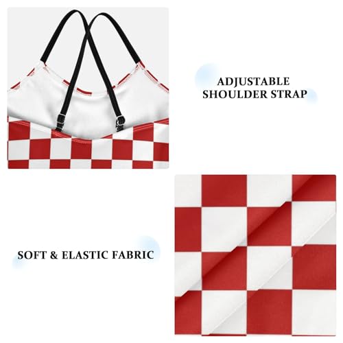 Image of Black and White Chess Girls One Piece Swimsuits Board Marble Tile Sport Halter Swimwear Beach Bathing Suit 3T