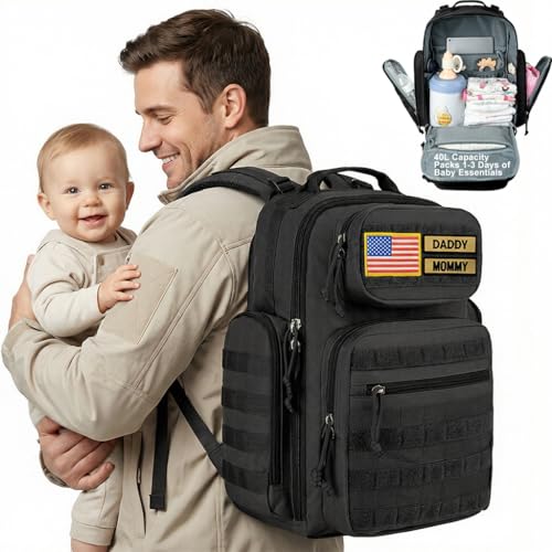 Image of MIRACOL Diaper Bag Tactical for Dad: 40L Rugged Military-Style Dad Baby Backpack with 16+ Pockets - Water-Resistant 900D Fabric & MOLLE for Organized Travel Gear