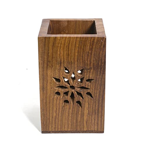 Hashcart Wooden Pen Holder For Desk | Makeup Brush Organizer| Rose Wood Desk Decor| Pencil Holders & Pen Holders for study desk | Toothbrush Holders | Office Desk Organizer| Desk Pen Holder| Pen Organizer| Office Desk Decor