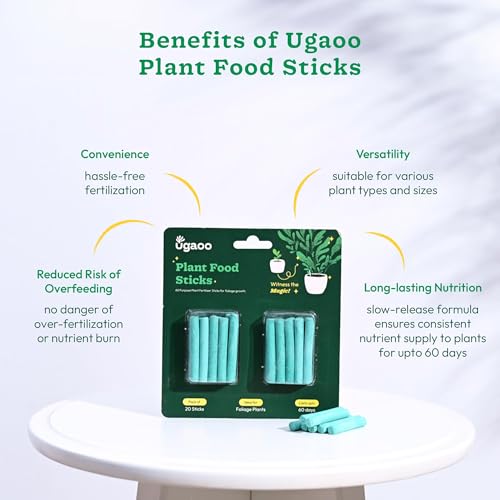 Image of UGAOO Plant Food Fertilizer Sticks for Indoor & Outdoor Plants | Slow Release Plant Fertilizer | Plant Growth Booster & Nutrition for Potted Plants, Home Garden | Lasts Up to 60 Days | Pack of 20