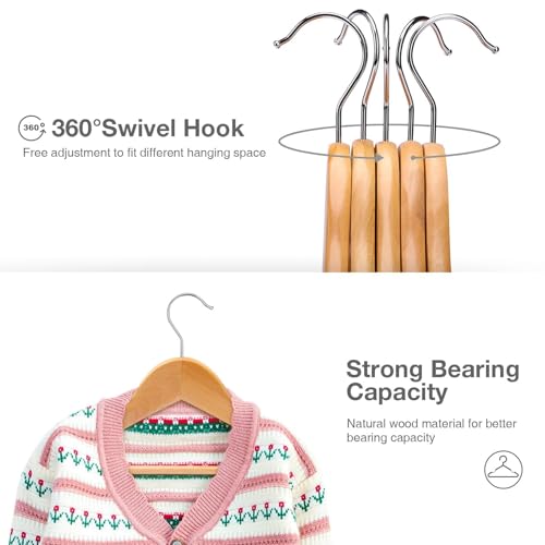 House Day Wooden Baby Hangers For Closet 20 Pack, Kids Wooden Hangers Baby Clothes Hangers, 360° Swivel Hook Heavy Duty Toddler Hangers Baby Coat Hangers For Suits thumb #1